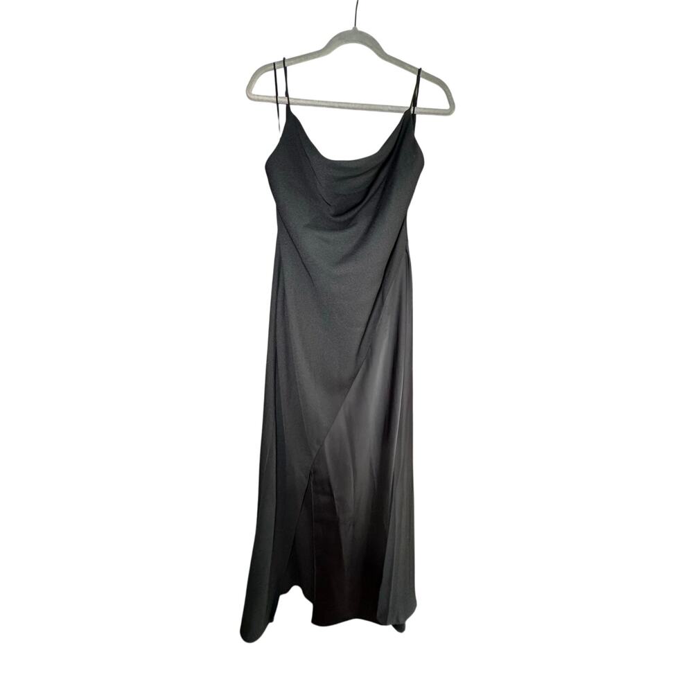 Cushnie for Target Black Slip Midi Dress Size 12 Cowl Neck Satin Panel NWT